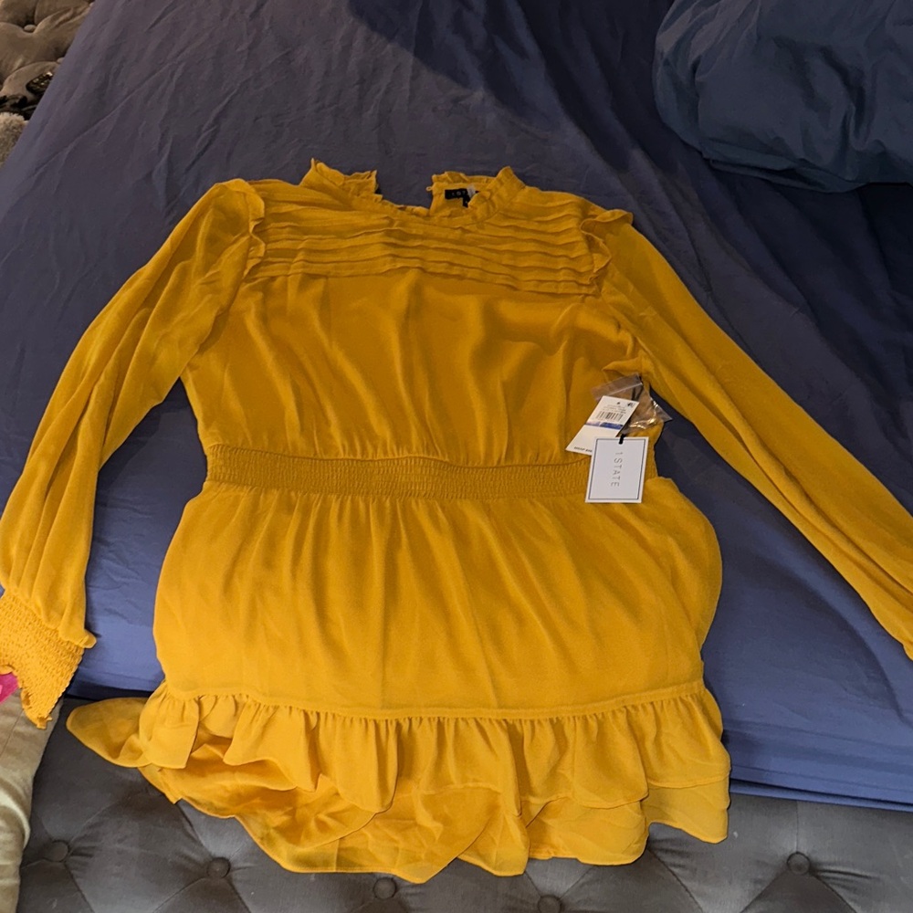 1. State Mustard Long Sleeve Dress